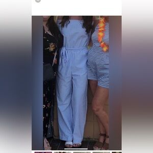 Blue and White Striped Jumpsuit